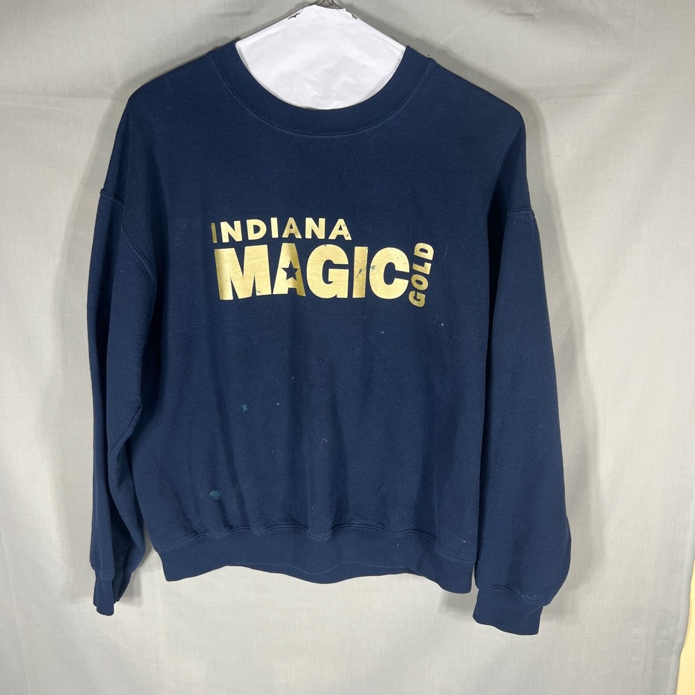 Gildan Indiana Magic Gold Sweatshirt Mens Large Navy Blue Graphic Crewneck L